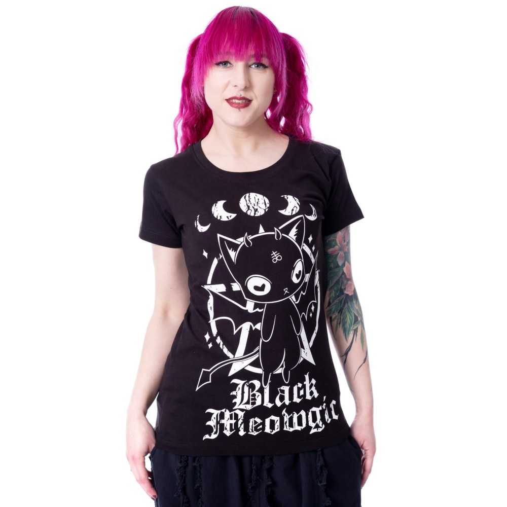 Cupcake Cult - Meowgic Ladies Tshirt - Black